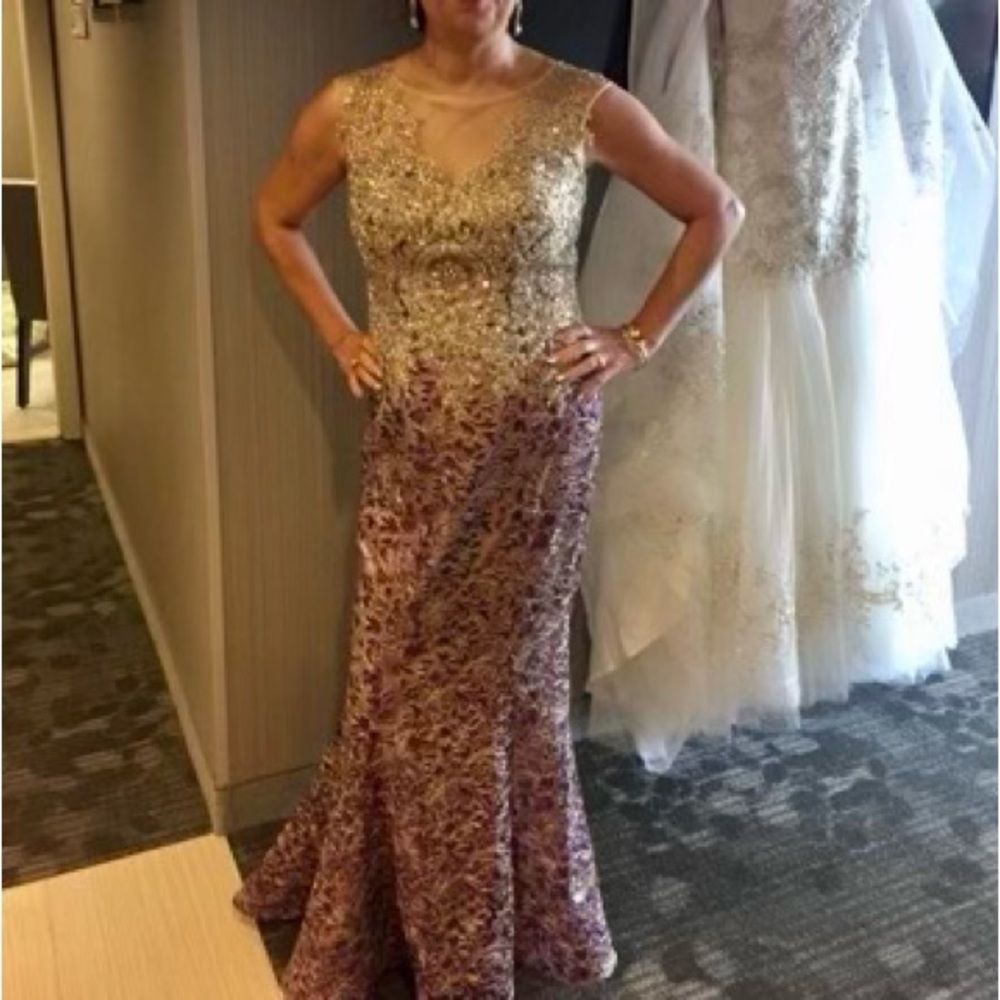 Dave & Johnny Purple and Gold Dress. MOTHER OF THE BRIDE/GROOM DRESS